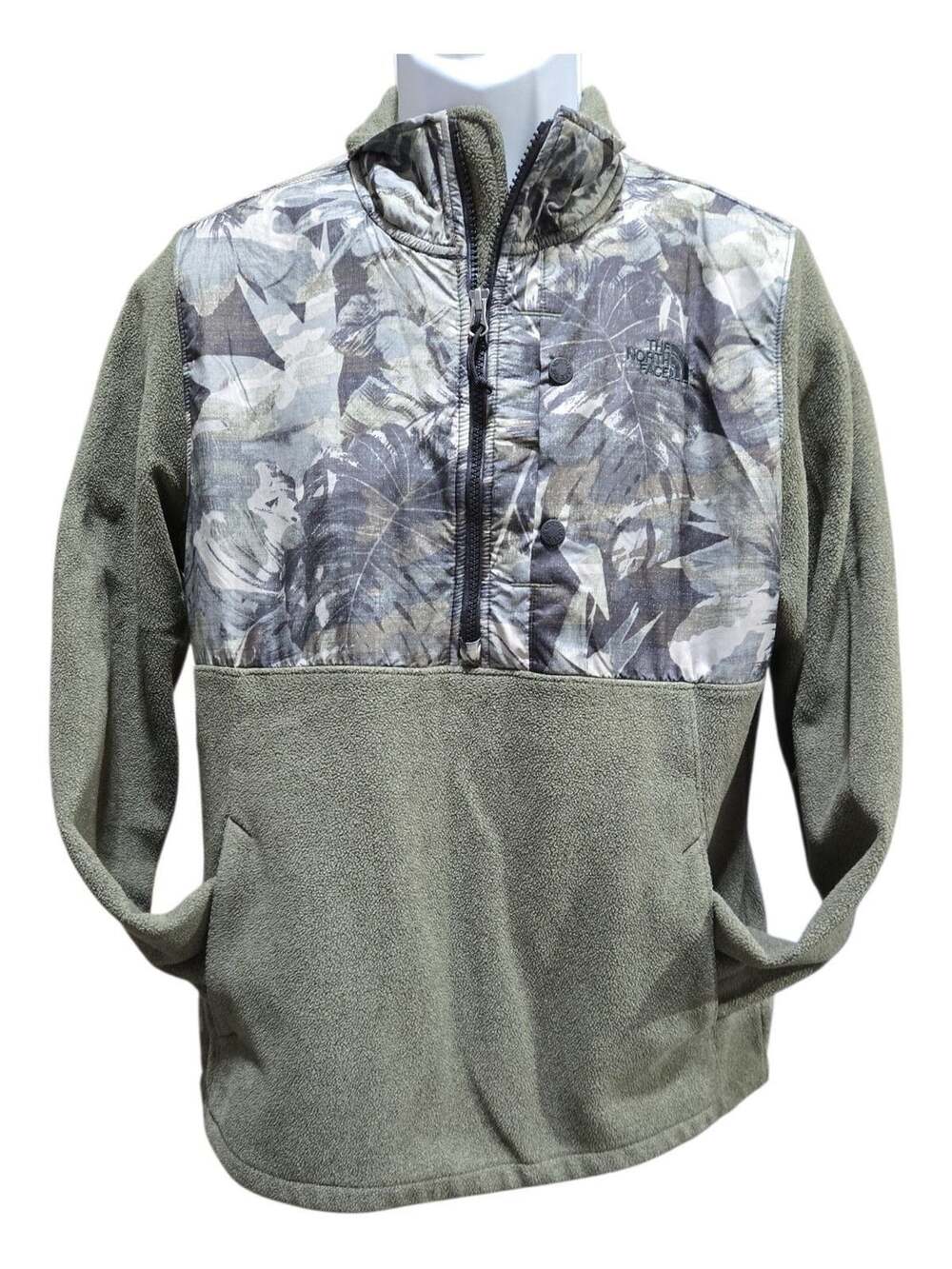 The North Face Women's Mossy Oak Camo Fleece Pullover Size L Green Half Zip